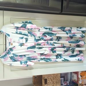 Haute brand dress. White with green and pink tropical print. NWT. 3x